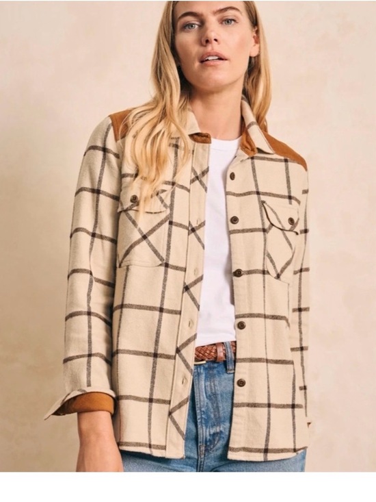 Faherty Tops - Faherty Daly Shirt Brown Plaid and Corduroy Shirt Shacket Sz L